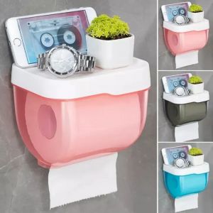 Bo&icirc;te porte-papier hygi&eacute;nique sans poin&ccedil;on, &eacute;tanche, support de rangement pour papier toilette,