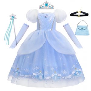 Filles Halloween Cendrillon Princesse Cosplay Robe pour Fille Enfants Robe De Bal Paillettes