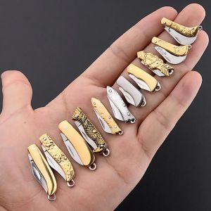 Mini couteau de poche pliant en laiton, porte-clés pendentif couperet lame Cutter multi-outils