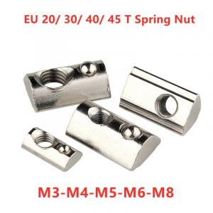 Écrou à fente M3 M4 M5 M6 M8, écrou en T à ressort avec boule pour profil d'extrusion d'aluminium