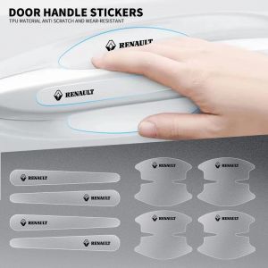 Autocollant de poignet Transparent pour poignée de porte de voiture, Film de protection pour Renault