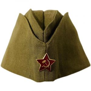 Casquette de Garrison de l'Arm&eacute;e Militaire Sovi&eacute;tique WWII avec Insigne Souvenirs de la Grande