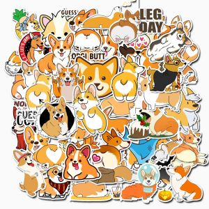50 pi&egrave;ces/paquet Kawaii Corgi &eacute;tanche PVC Journal d&eacute;coratif papeterie artisanat autocollants