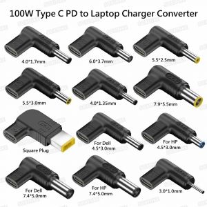 PD 100W Type C vers convertisseur de chargeur universel pour ordinateur portable pour Asus Lenovo Hp