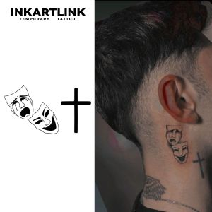 Tatouage temporaire de la croix de clown, dure jusqu'&agrave; 15 jours, autocollant semi-permanent magique