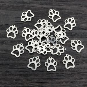 30 pi&egrave;ces 14x11mm pas de d&eacute;coloration 316 acier inoxydable chien/chat empreinte breloques pendentif