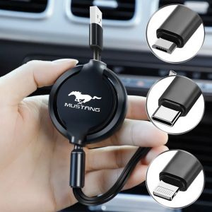 Câble USB rétractable 3 en 1 pour voiture, câble de charge rapide, outil pour Ford Mustang GT 2020