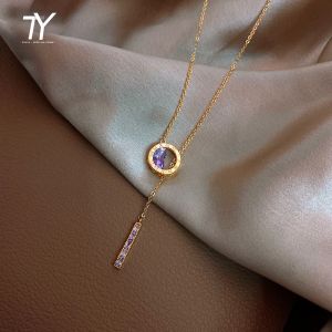 Collier numérique romain de luxe en titane et acier incolore pour femmes, bijoux coréens à la mode,