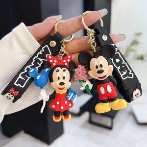 Porte-clés dessin animé Disney, Mickey Mouse Minnie Lilo & Stitch, poupée, ornement, pendentif de