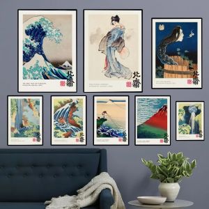 La grande vague Katsushika Hokusai Club papier Kraft imprime r&egrave;gles affiche Vintage maison chambre