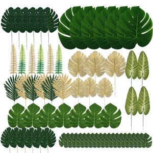 Feuilles de palmier tropicales artificielles, 60 pièces, Luau hawaïen, décoration de fête à thème de