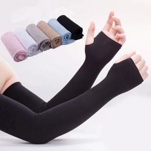 Manchette de Protection solaire en soie glacée, gants longs, Protection contre les UV du soleil,
