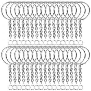 100 pièces porte-clés avec chaîne et 100 pièces anneaux de saut porte-clés anneaux Kit porte-clés
