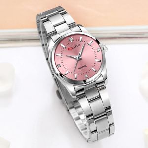 Montre pour femme de luxe 29mm à la mode en acier inoxydable strass rose minimaliste fille horloge
