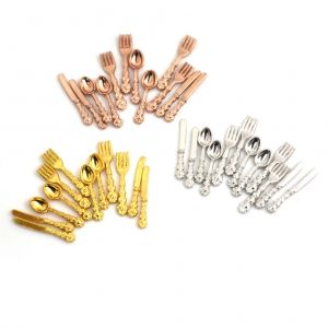 12 pi&egrave;ces 1:12 Mini maison de poup&eacute;e Vintage Miniatures vaisselle couverts couteau en m&eacute;tal