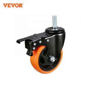 VEVOR Roulettes Pivotantes Lot de 4 Roulettes Pivotantes à Tige Filetée Industrielles 101,6 mm Roues