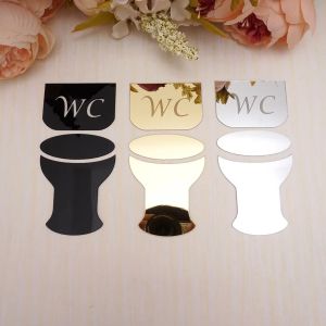 Autocollant mural miroir acrylique, panneau de porte de toilette/plaque de WC, miroirs décoratifs