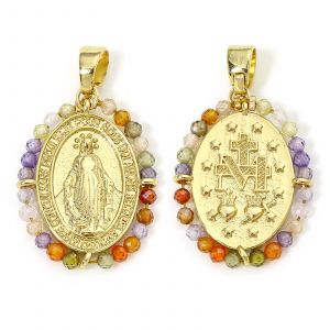 Perles de la Vierge Marie en laiton, breloque religieuse, croix, collier, pendentif pour bijoux,
