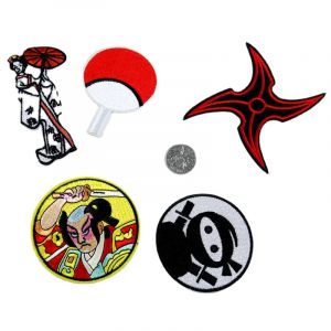 Patch en tissu brodé Ninja, dessin animé samouraï japonais, Geisha femme, Appliques brodées,