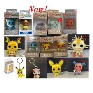 Nouveaut&eacute; FUNKO POP porte-cl&eacute;s de poche Pokemon Pikachu Bulbasaur &eacute;cureuil Mewtwo Meowth porte-cl&eacute;s
