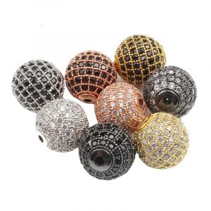 3 pcs/lot CZ entretoise ronde perle 4mm 6mm 8mm 10mm 12mm en laiton Micro Pave cubique zircone