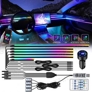 Vgetting pour Tesla mod&egrave;le 3 Y S X lumi&egrave;res d'ambiance de voiture 10 en 1 repose-pieds universel RGB