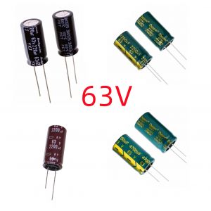 Condensateur électrolytique en aluminium haute fréquence, 63V, 1uF, 2.2uF, 4.7uF, 6.8uF, 10uF, 15uF,