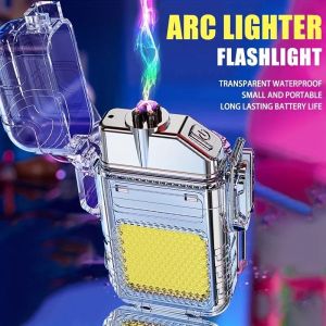Briquet électrique portable, aste, étanche et coupe-vent, double arc, adapté au camping en plein air
