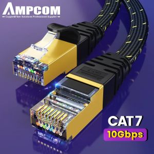 AMPCOM-C&acirc;ble Ethernet CAT7 SFTP rond RJ45, cordon r&eacute;seau Internet Cat 7, pour routeur, modem PC, PS4