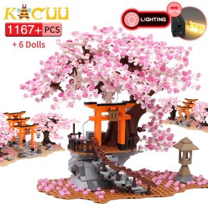 Bloc classique ville rue vue idée Sakura Inari sanctuaire briques amis fleur de cerisier maison