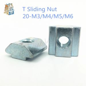 Bloc d'écrou coulissant en T, écrous carrés M3 M4 M5 M6 pour 2020, fente de profil en aluminium, 6
