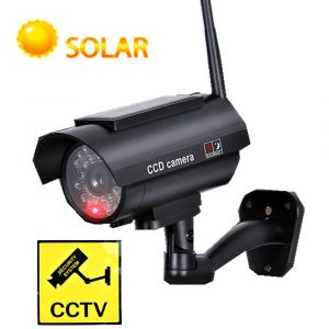 Fausse caméra factice à énergie solaire cctv sécurité wifi sans fil extérieur clignotant led vidéo