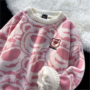 Petit ours dessin anim&eacute; femmes pull surdimensionn&eacute; hauts pulls Anime &agrave; manches longues v&ecirc;tements