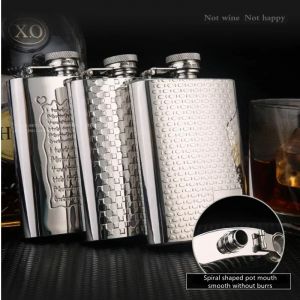 Flcopropriété à whisky en acier inoxydable avec entonnoir, pot à vin exquis, poche de voyage,