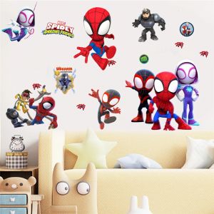 MINISO Spiderman Super Captain America Hulk héros Stickers muraux pour chambre d'enfants maison