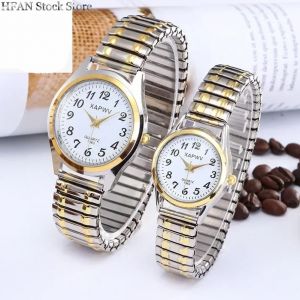 1 pièces classique Vintage affaires femmes hommes élastique or argent montre à Quartz marée amoureux