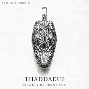 Pendentif t&ecirc;te de Crocodile noirci, bijoux en argent Sterling 925, Punk rebelle, cadeau de rue pour