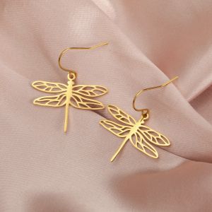 Cazador couleur or libellule boucles d'oreilles pour femmes filles boucles d'oreilles en acier