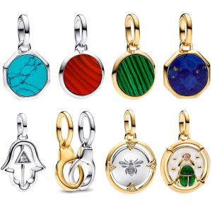 Mini médaillon en argent Sterling coloré, breloque adaptée au Bracelet Me Original, menottes