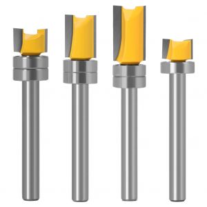 Tondeuse &agrave; roulements pour le travail du bois, poign&eacute;e de 6mm, fraise &agrave; bord droit en alliage,