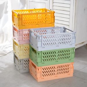 Caisse pliable en plastique, bo&icirc;te de rangement pliante, panier utilitaire, conteneur cosm&eacute;tique,
