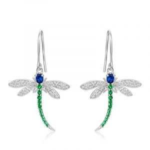 Huitan &ndash; boucles d'oreilles pendantes libellule pour femmes, bijoux en zircone brillante pour f&ecirc;te
