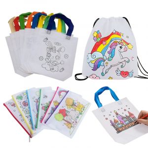 Sacs &agrave; cadeaux de coloriage avec marqueurs de coloriage, sacs cadeaux de f&ecirc;te pour enfants, sac de