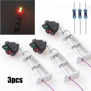 3 pièces modèle chemin de fer N échelle 1:87 signaux de piste 2 LED vert rouge bloc lumières Train