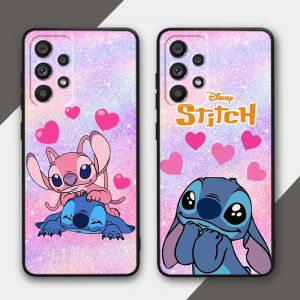 Coque de téléphone Disney en TPU noir pour Samsung Galaxy, point, ange, couple, A73, A72, A55, A54,