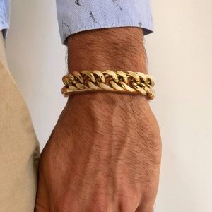 Bracelet chaîne cubaine pour hommes couleur or, gros Bracelet à maillons en acier inoxydable étanche
