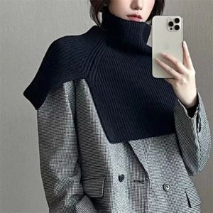 Pull écharpe tricoté châle hiver écharpe faux col manteau bavoir chaud écharpe col roulé fente pull