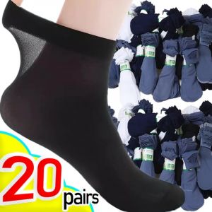 Chaussettes d'&eacute;t&eacute; en soie Anti-accrochage pour hommes, chaussettes fines en Fiber de bambou