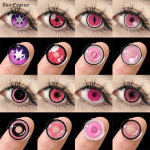 Bio-essens 2 pi&egrave;ces Halloween Cosplay lentilles de Contact rose rouge lentilles multicolore