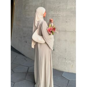 Robe musulmane Eid pour femmes, manches évasées plissées, Kaftan Jalabiya, Robe longue arabe,